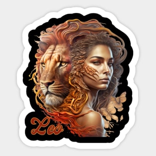 Leo Zodiac Sign Woman Sticker